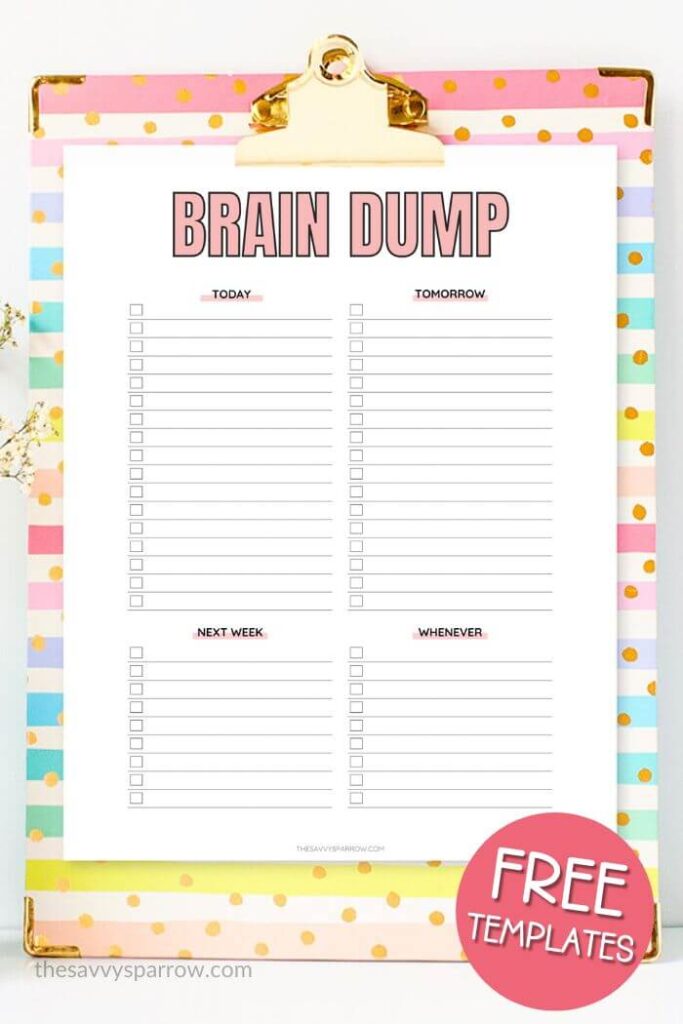 brain dump template organized by urgency