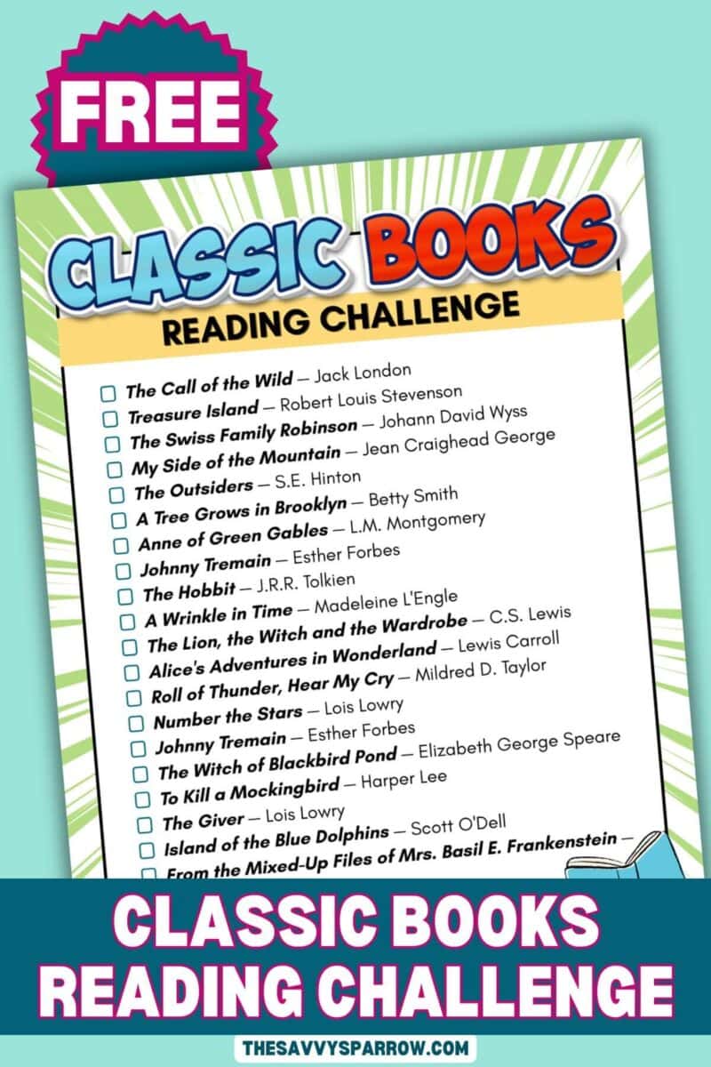a free printable reading challenge for classic books