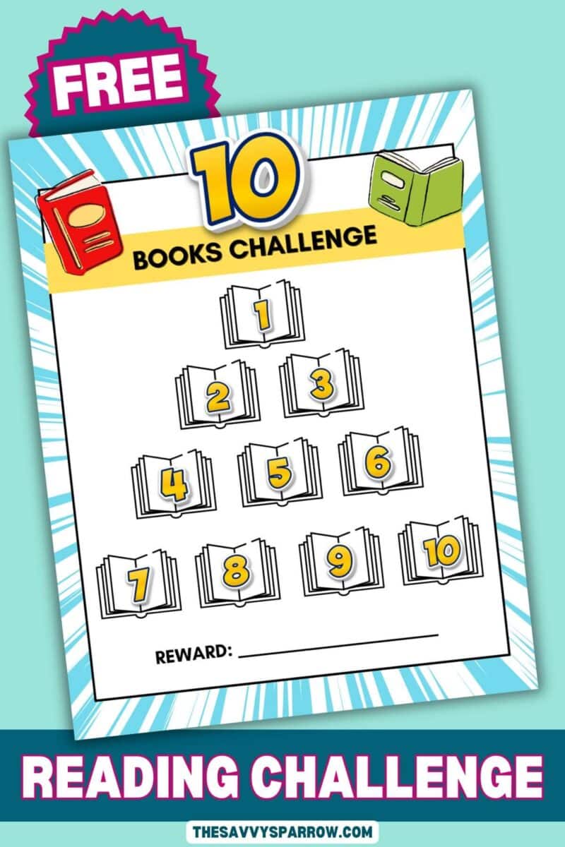 10 books reading challenge printable for kids