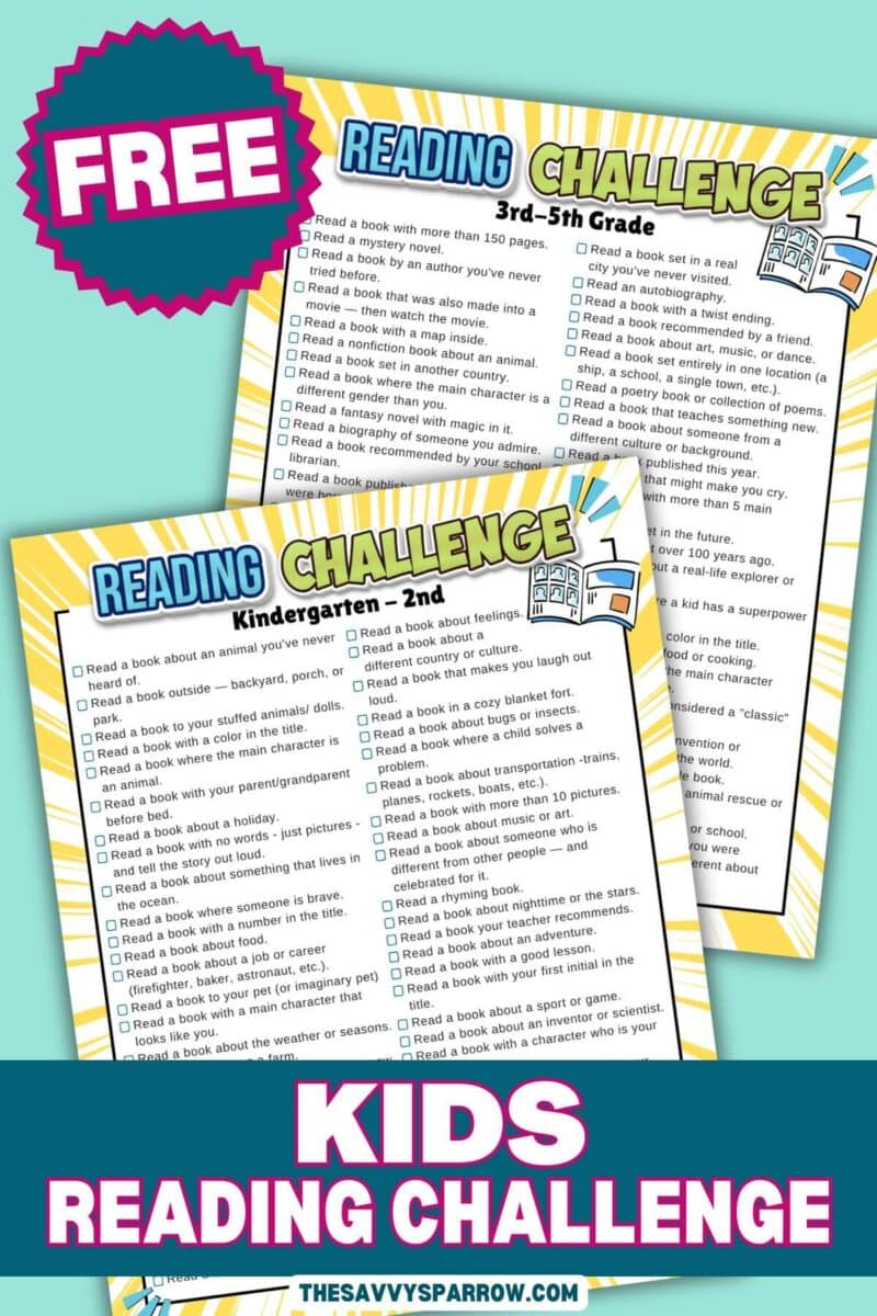 reading challenges for different age groups with specific types of books to read