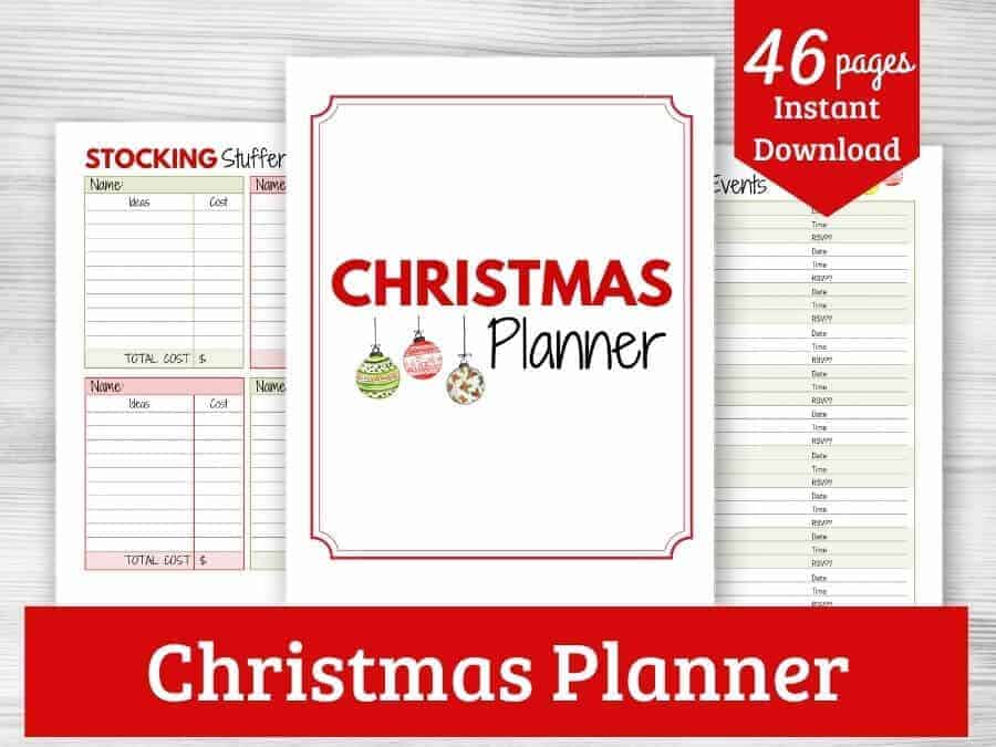 graphic showing Christmas planner printable