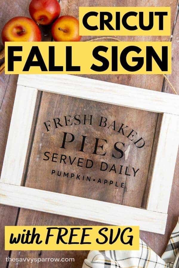 photo of finished DIY fall sign that says Cricut fall sign with free SVG 