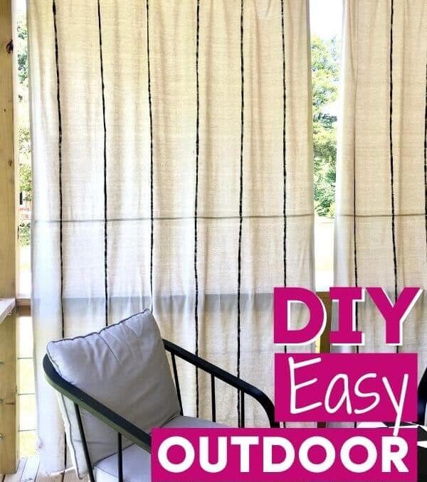 finished drop cloth curtains hanging on deck