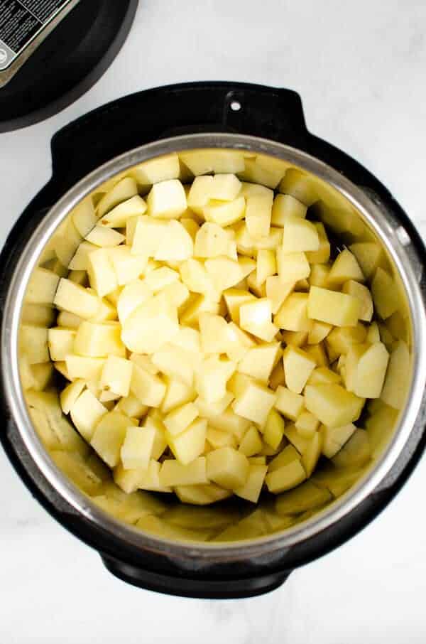peeled and diced potatoes in an instant pot