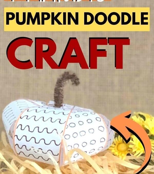 image of pumpkin doodle craft with text that says printable pumpkin doodle craft with free template