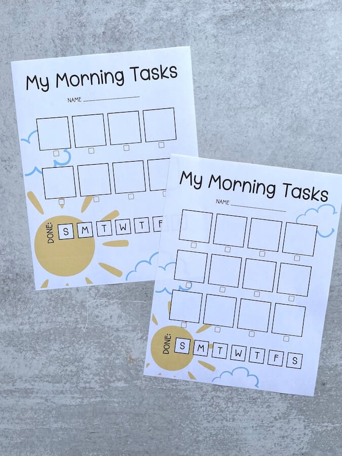printable kids routine charts that says my morning tasks