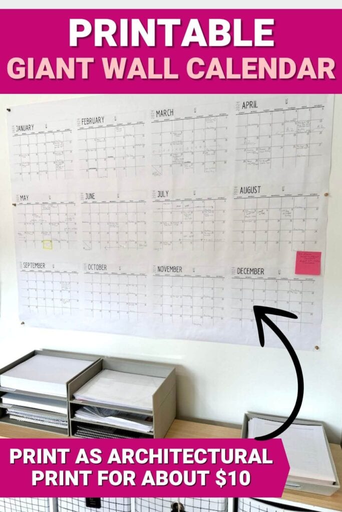 giant 2025 wall calendar printable