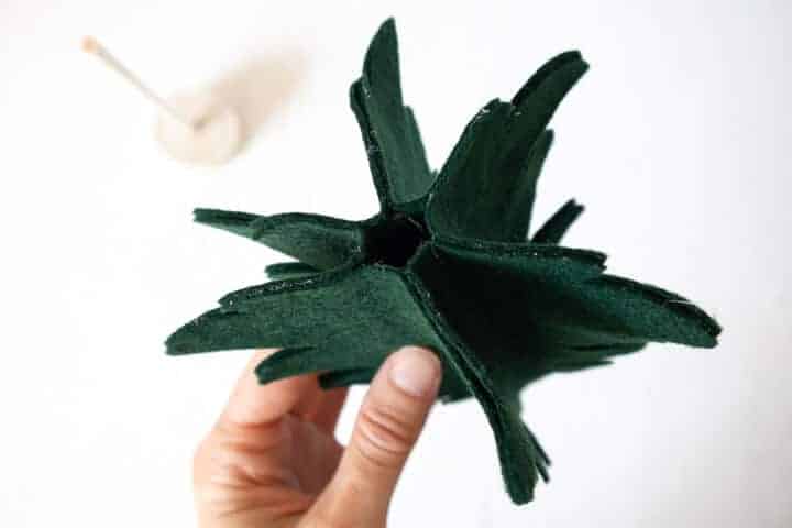 green felt tree shapes glued together