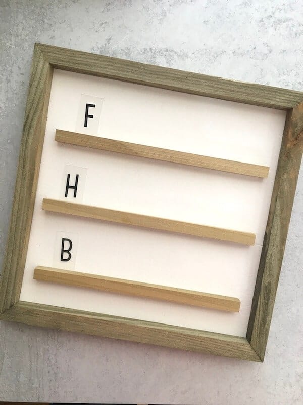 DIY letter board on a table