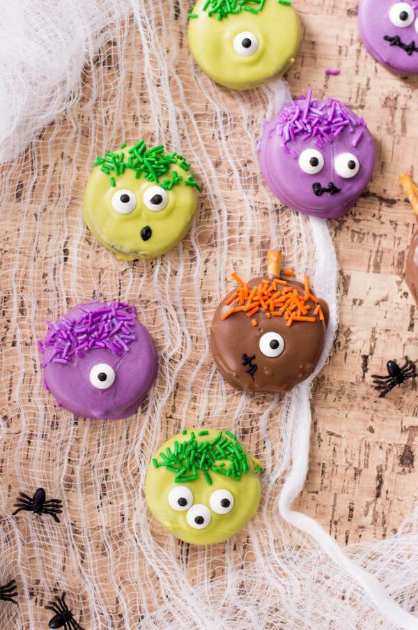 decorated Halloween cookies made from oreos