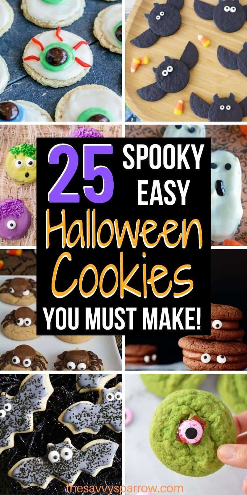 collage of spooky halloween cookies for kids