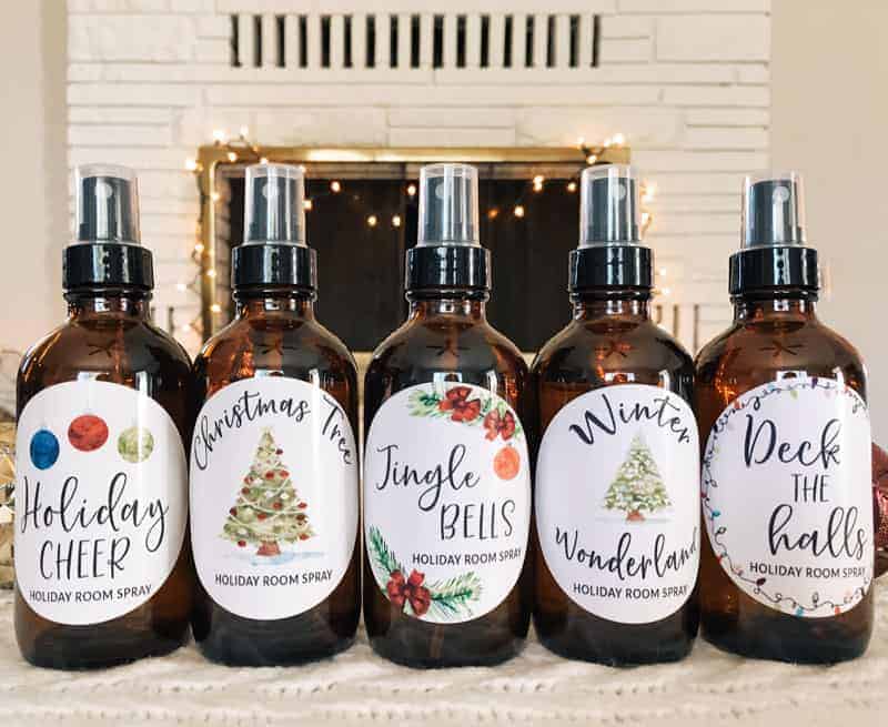 DIY holiday room sprays with gift labels