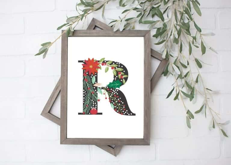 printable Christmas wall art in a frame