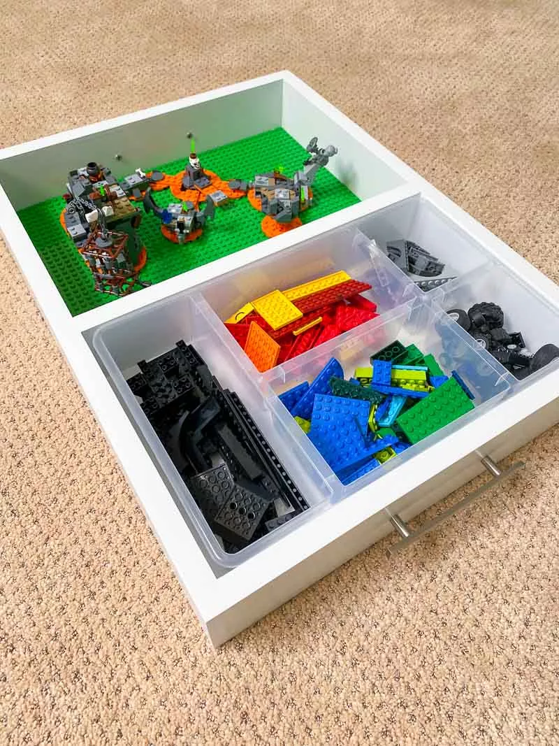 DIY lego tray with legos inside