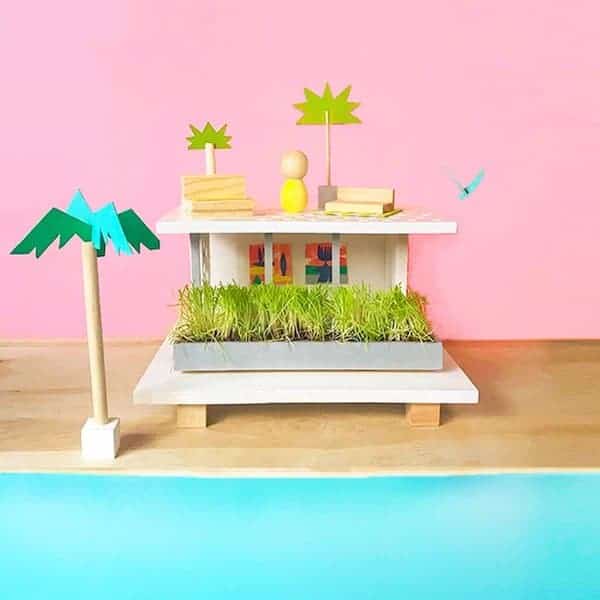 DIY modern doll house on a table