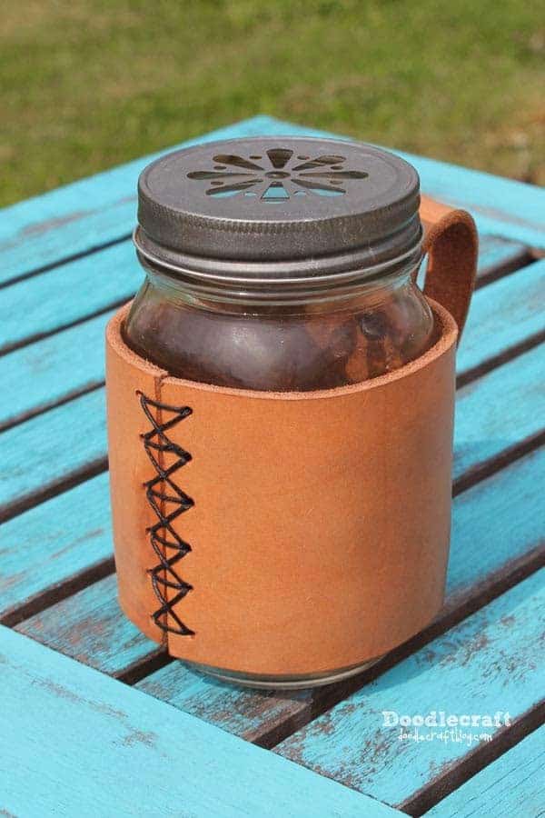 brown leather mug sleeve