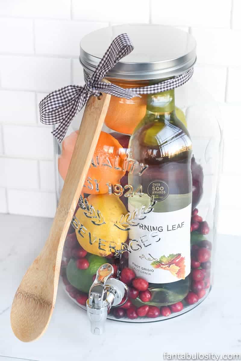 DIY Sangria kit with wine fresh fruit and a mason jar pitcher