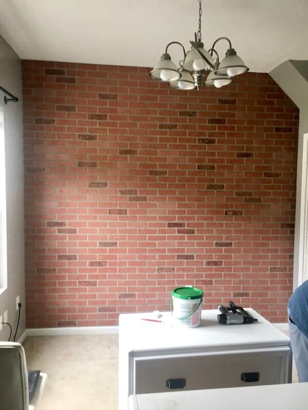 DIY faux brick wall with brick panels