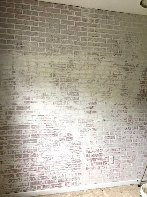 finished DIY faux brick wall