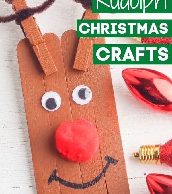Rudolph Christmas crafts for kids made with popsicle sticks