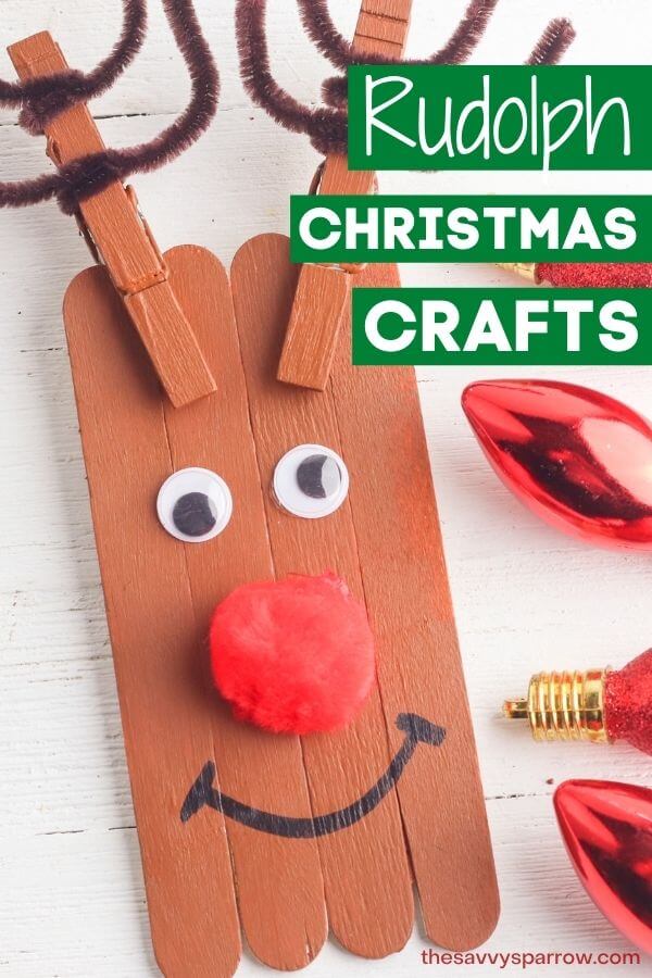 Rudolph Christmas crafts for kids made with popsicle sticks