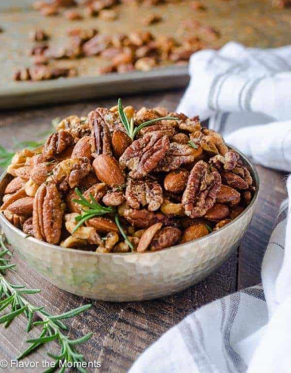 spicy roasted nuts in a bowl
