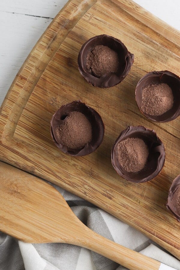 chocolate balls filled with hot cocoa mix