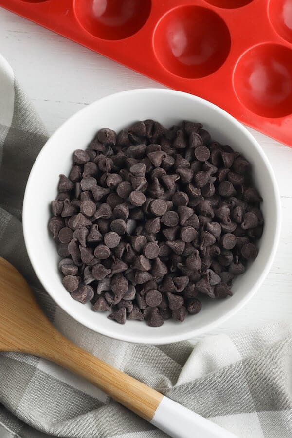 chocolate chips in a microwave safe bowl