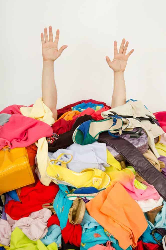 woman overwhelmed by clutter