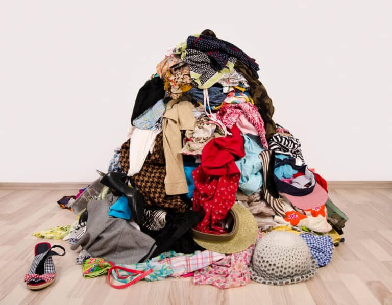 big pile of clothes on the floor