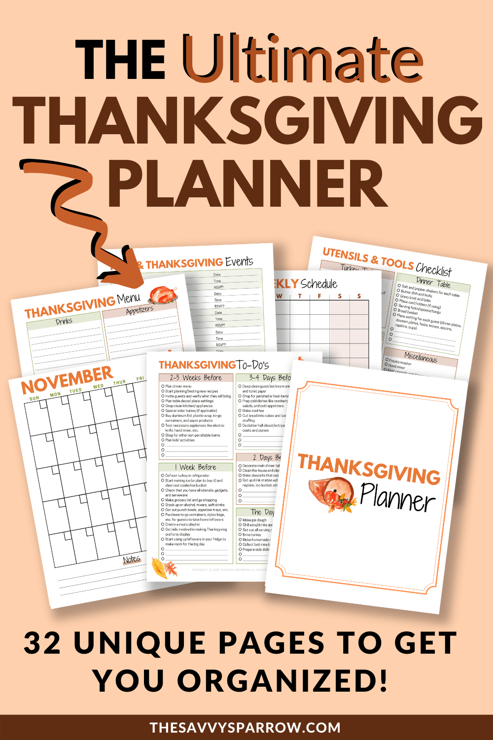 Printable Thanksgiving Planner to Get Organized for the Holidays - The Savvy Sparrow