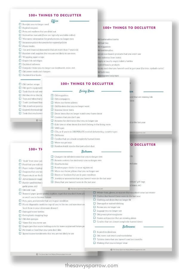 things to declutter checklist PDF