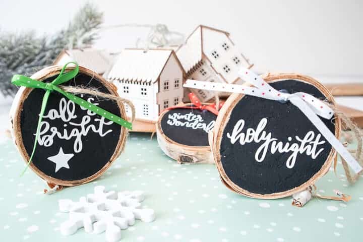 DIY wood slice ornaments