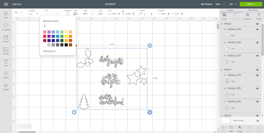 screen shot in Cricut Design Space