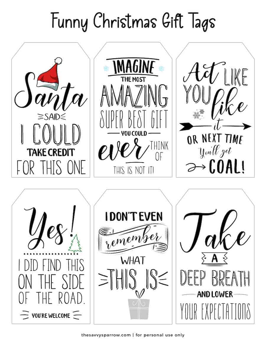 Funny Printable Christmas Gift Tags