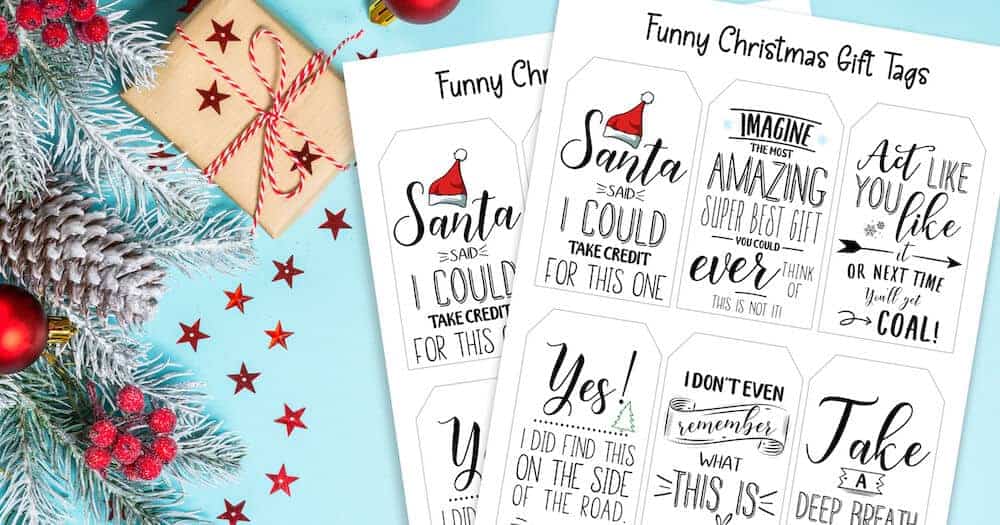 funny printable Christmas gift tags