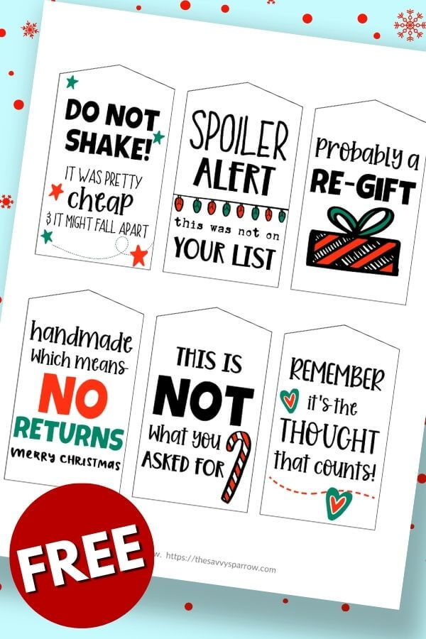funny Christmas gift tags free printable