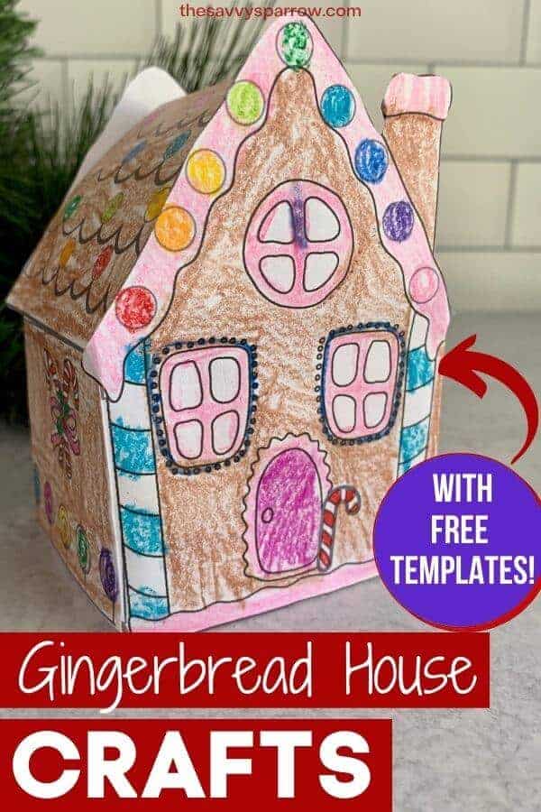 colored 3D paper gingerbread house craft