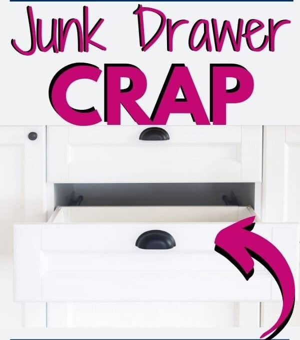 open drawer and text that says how to organize your junk drawer crap