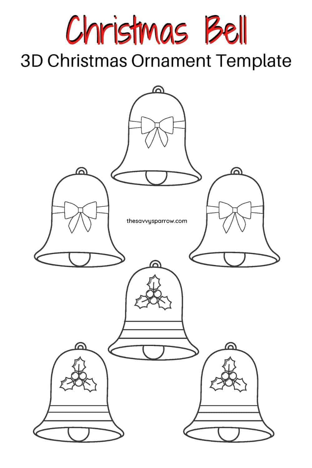 printable bell Christmas ornaments template