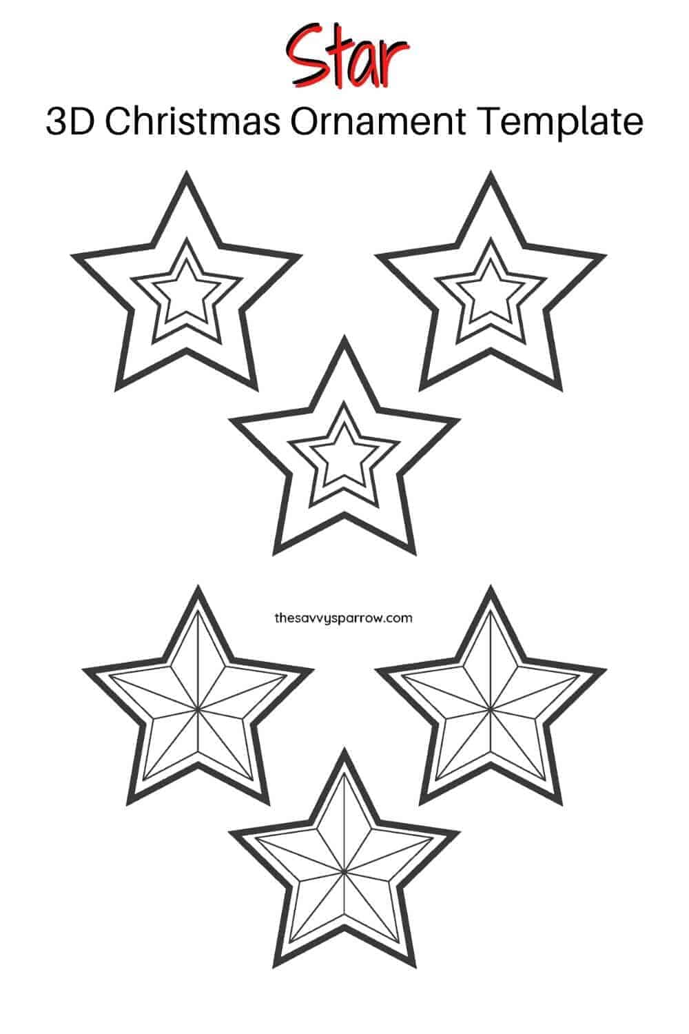 3D star printable Christmas ornament template