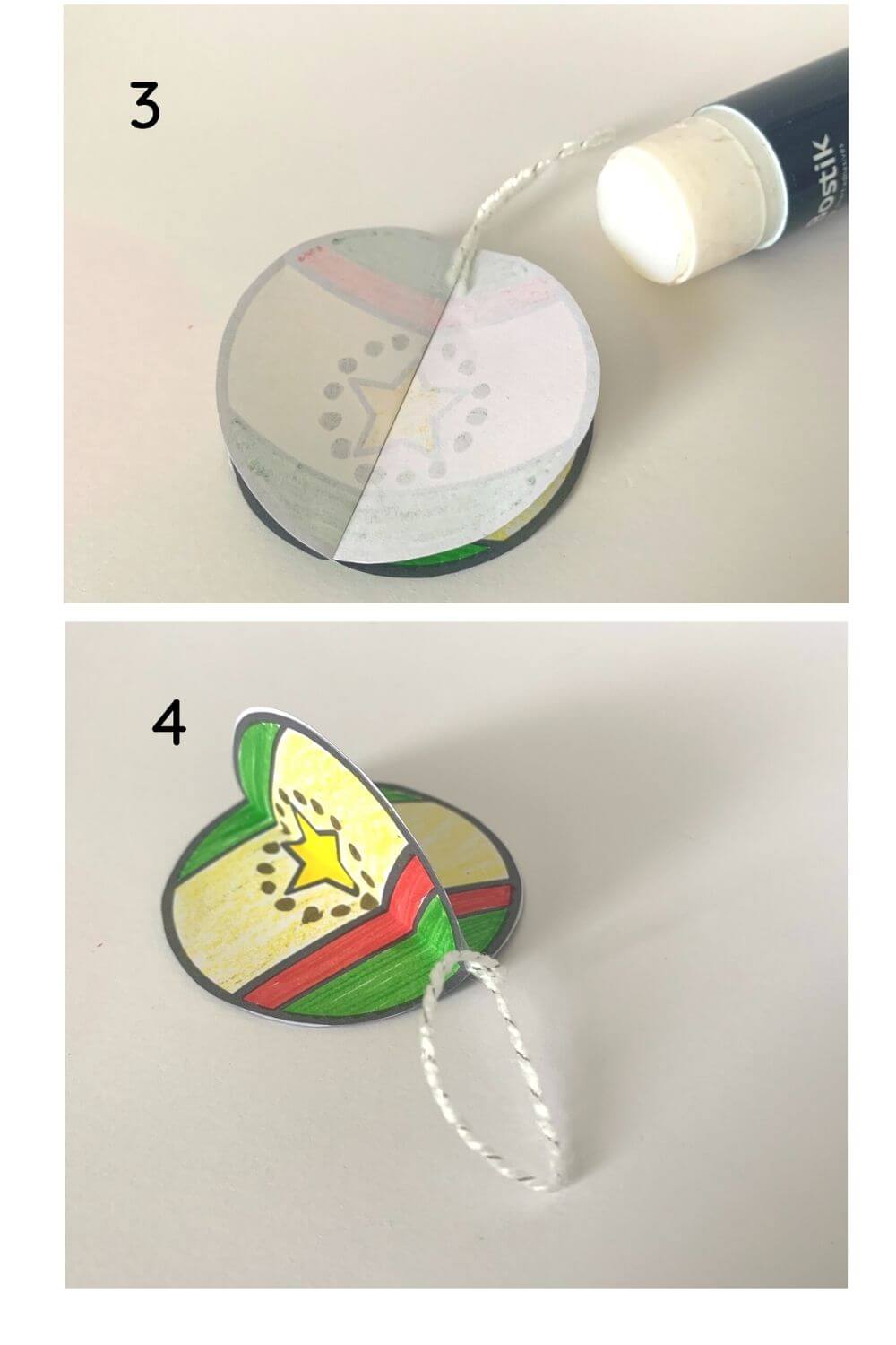 photo collage showing how to make paper ornaments