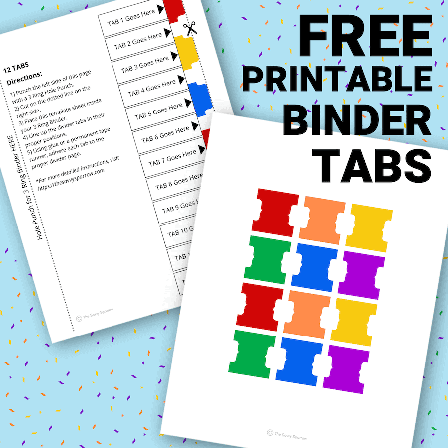 free printable binder dividers template