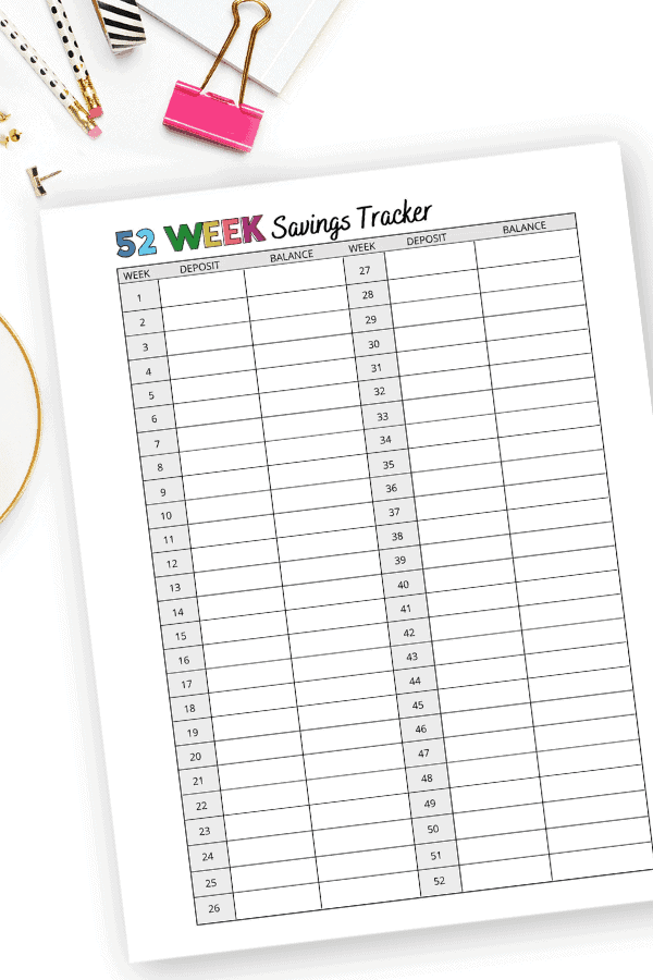 printable savings tracker