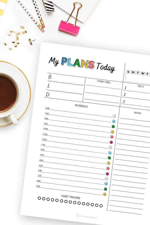 daily planner printable in a home binder