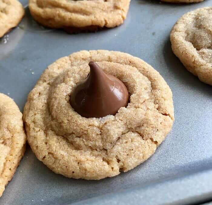 peanut butter cookies with Hershey's Kisses in the middle