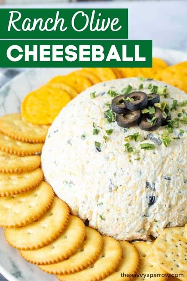 ranch olive cheeseball on a plate