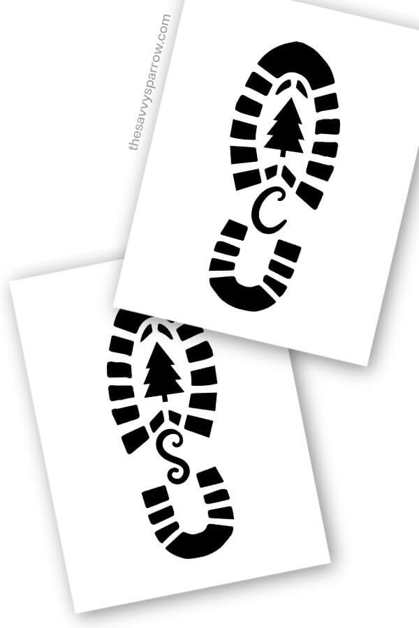 Santa Foot Print SVG, PNG, PDF, Santa Claus Boot Print, Boot Stencil