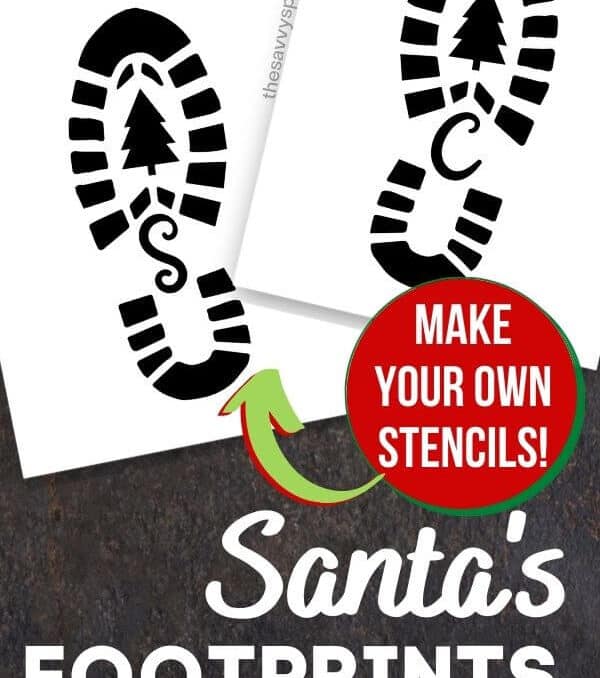 Santa's footprints printable stencils mock up