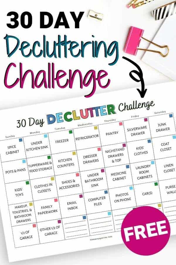 30 day decluttering challenge free printable